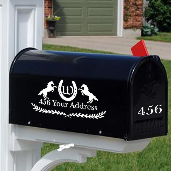 Horse Shoe Mailbox Decal | Horse Mailbox Decal | Monogram Decal | Cowboy Mailbox Decal | Horse Decal | Rodeo Decal | Custom Mailbox Decal