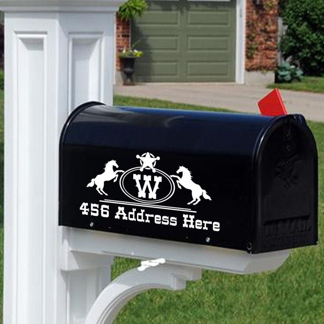 Western Mailbox Decal Horse Mailbox Decal Monogram Decal Etsy