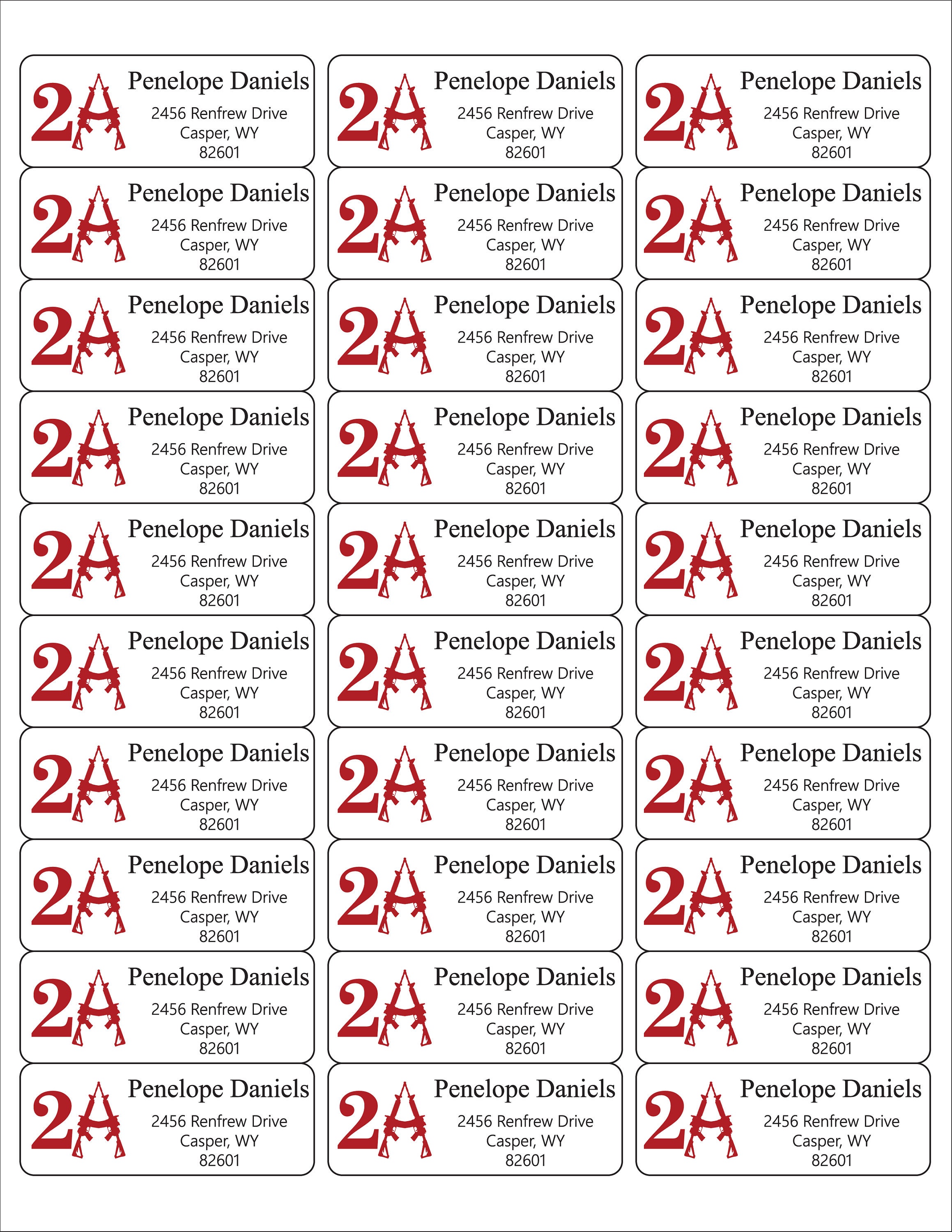 2nd Amendment Return Address Labels White Matte Qty 30 | Etsy