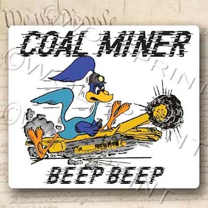 Roadrunner Coal Miner on Lee Norse Hardhead Continuous Decal Sticker 4.5&quot; Wide