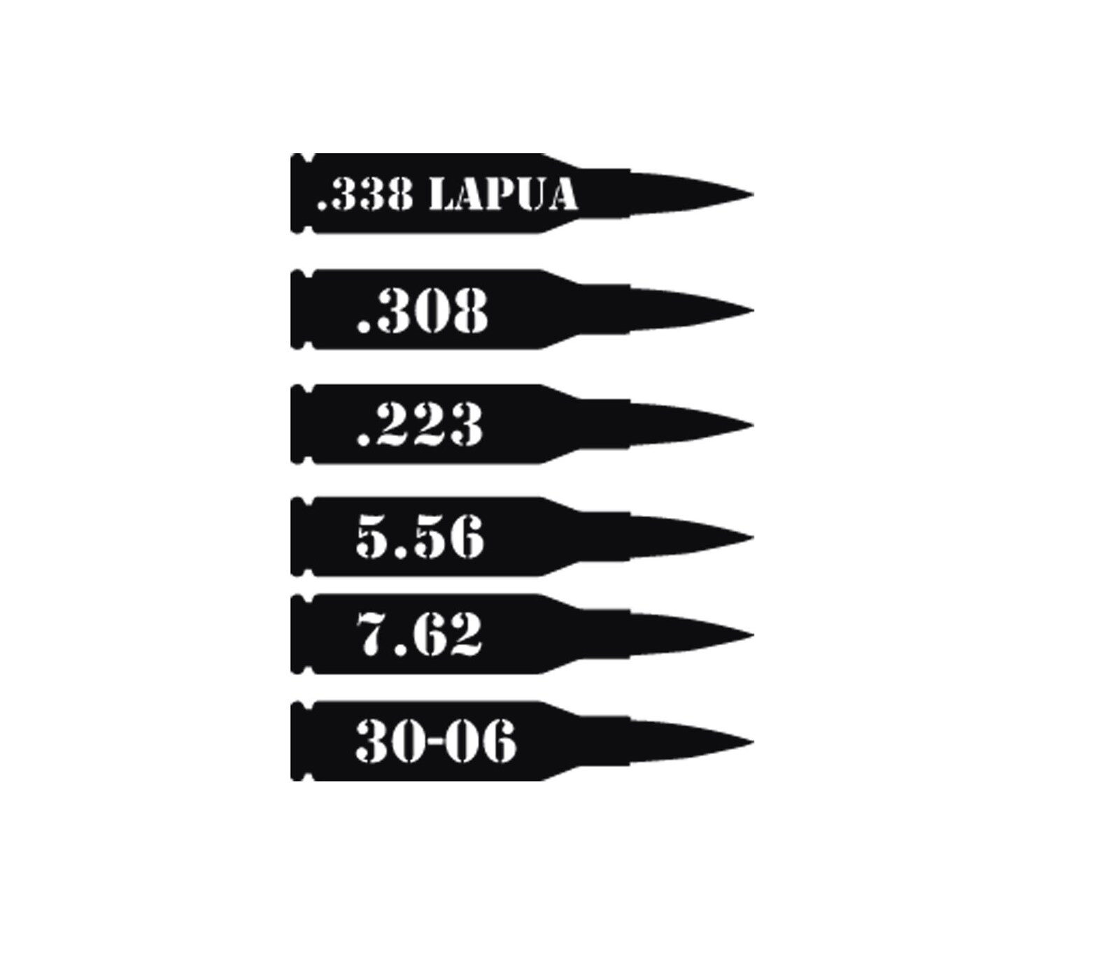 3 Rifle Caliber Bullet Vinyl Decals Window or Laptop Decals Etsy