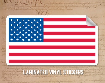USA Flag Sticker 5" Wide | Waterproof Laminated Vinyl Stickers | United States of America Patriotic Flag Labels