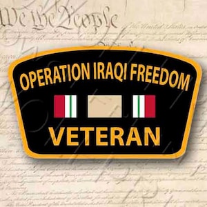 Operation Iraqi Freedom 5" Wide Sticker Veteran Ribbon Colors Sticker Decal Patriotic Military Patriotic USA
