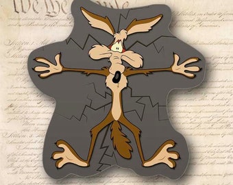 Coyote Splat Cartoon Decal 4.5" Tall - Funny Window Sticker
