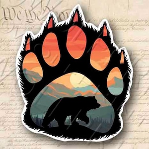 Bear Paw 5.2&quot; Tall Sticker Outdoor Sportsman Hunting Decal