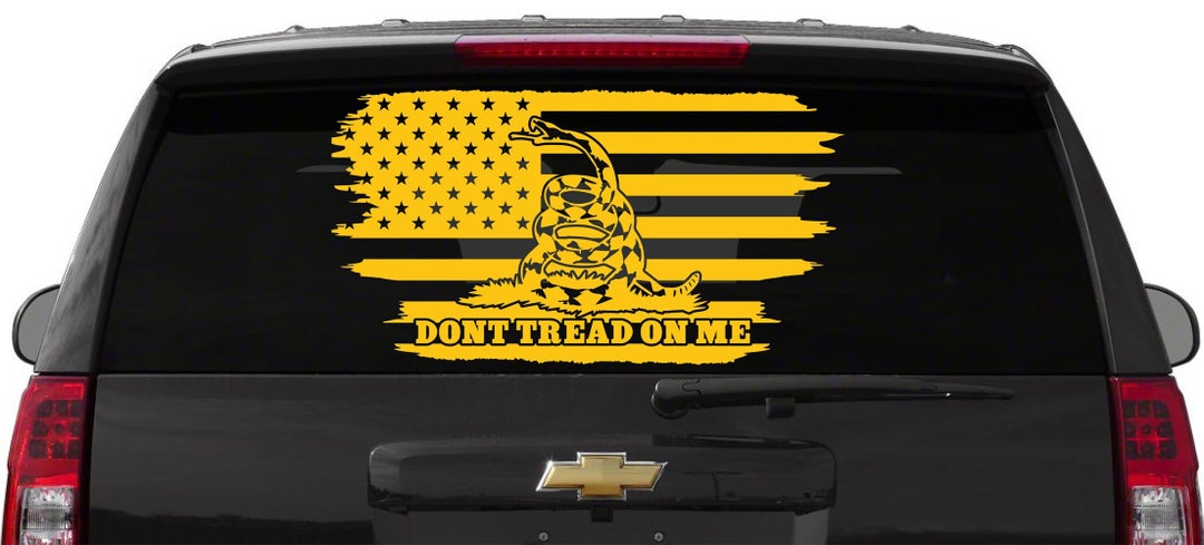 Dont Tread on Me Tattered American Flag Decal 2nd Amendment Gadsden ...
