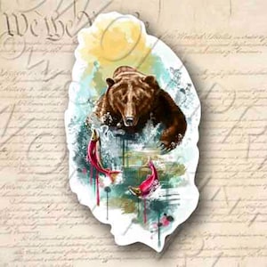 Grizzly Brown Bear  5.25&quot; Tall Sticker Outdoor Sportsman Hunting Decal