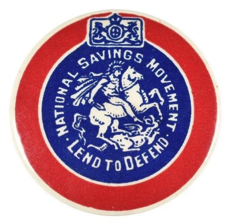 Zweiter Weltkrieg Nationale Sparbewegung Lend To Defend Metallknopf Abzeichen Bild 1