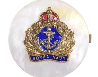 Vintage alte Zweiter-Königskrone der Royal Navy RN Emaille Sweetheart Badge