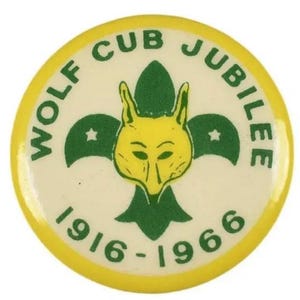 Vintage Old The Boy Scouts Wolf Cub 1916-1966 50th Jubilee Metal Button Badge