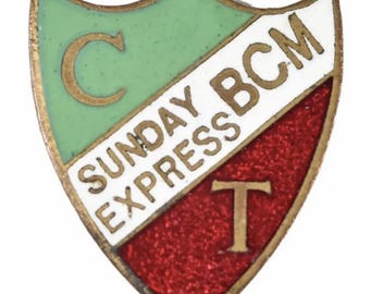 Vintage gammal The Sunday Express-tidning 'Chok Tok' Club Members emaljmärke