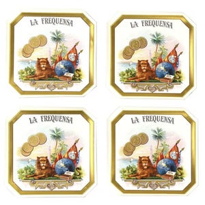 Four Antique Old Early 1900&#39;s Unused Frequensa Gold Embossed Cigar Box Labels