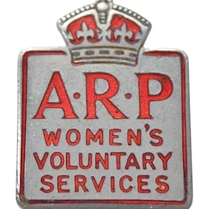 World War Two Women&#39;s Voluntary Service ARP Air Raid Precaution Enamel Badge