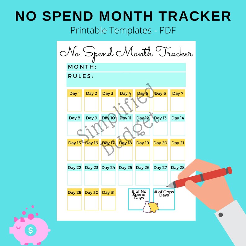 No Spend Month Template by Simplified Budget Etsy