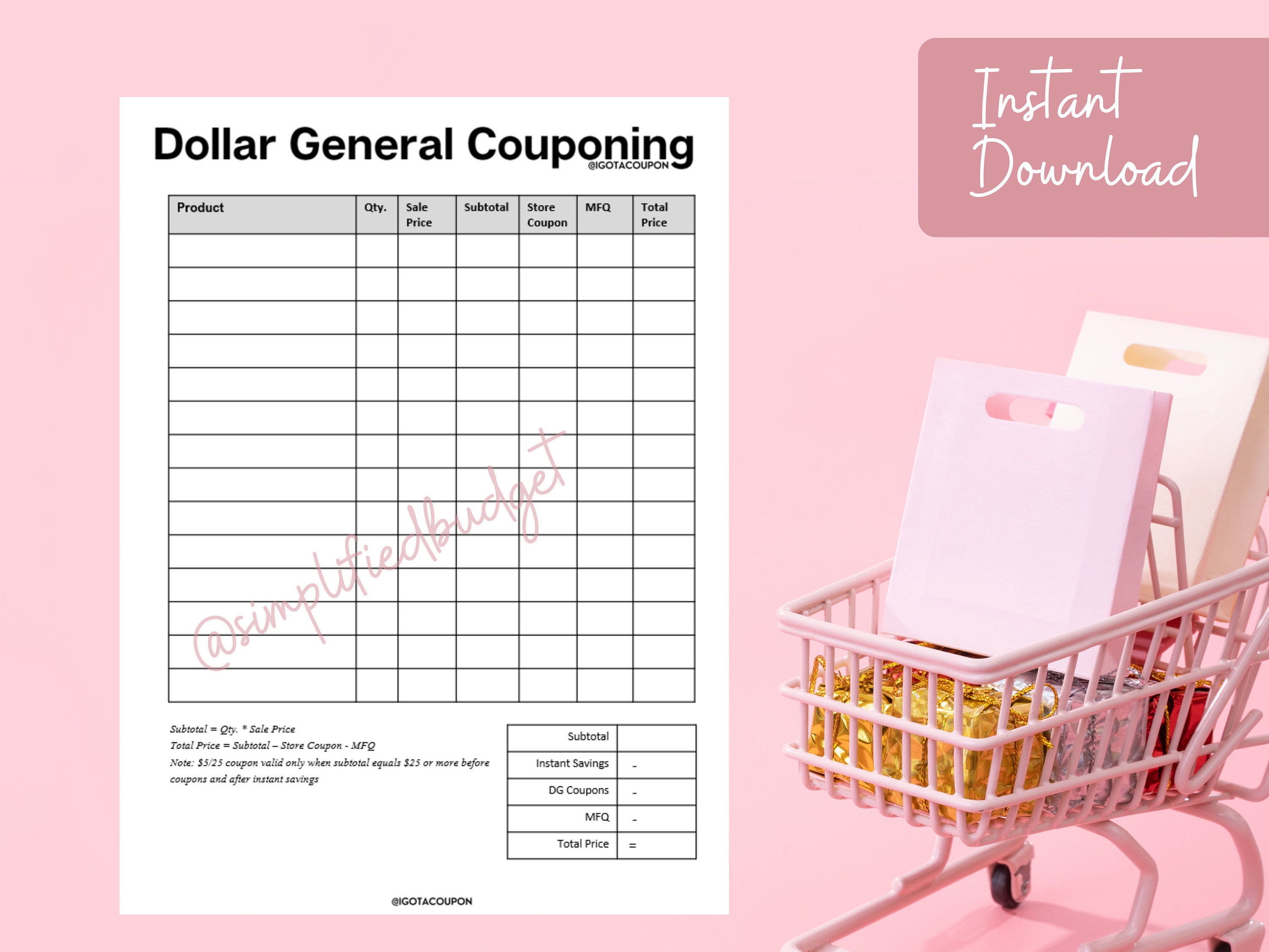 Dollar General Couponing Template For Beginners By Etsy