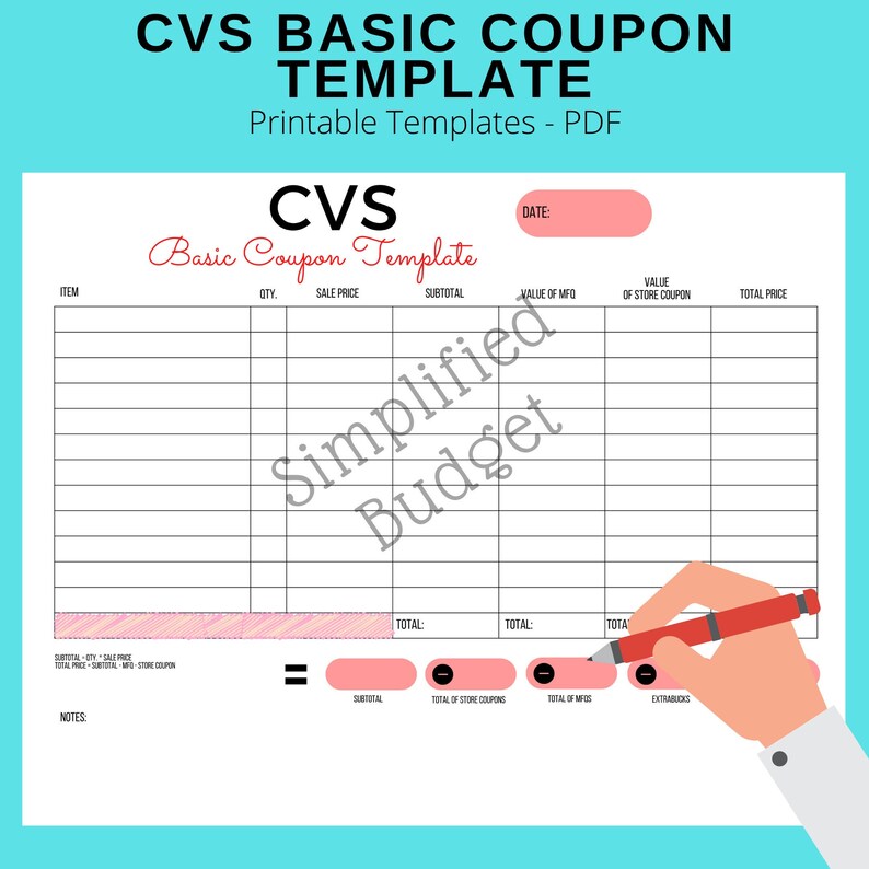CVS Basic Coupon Template by Simplified Budget Etsy