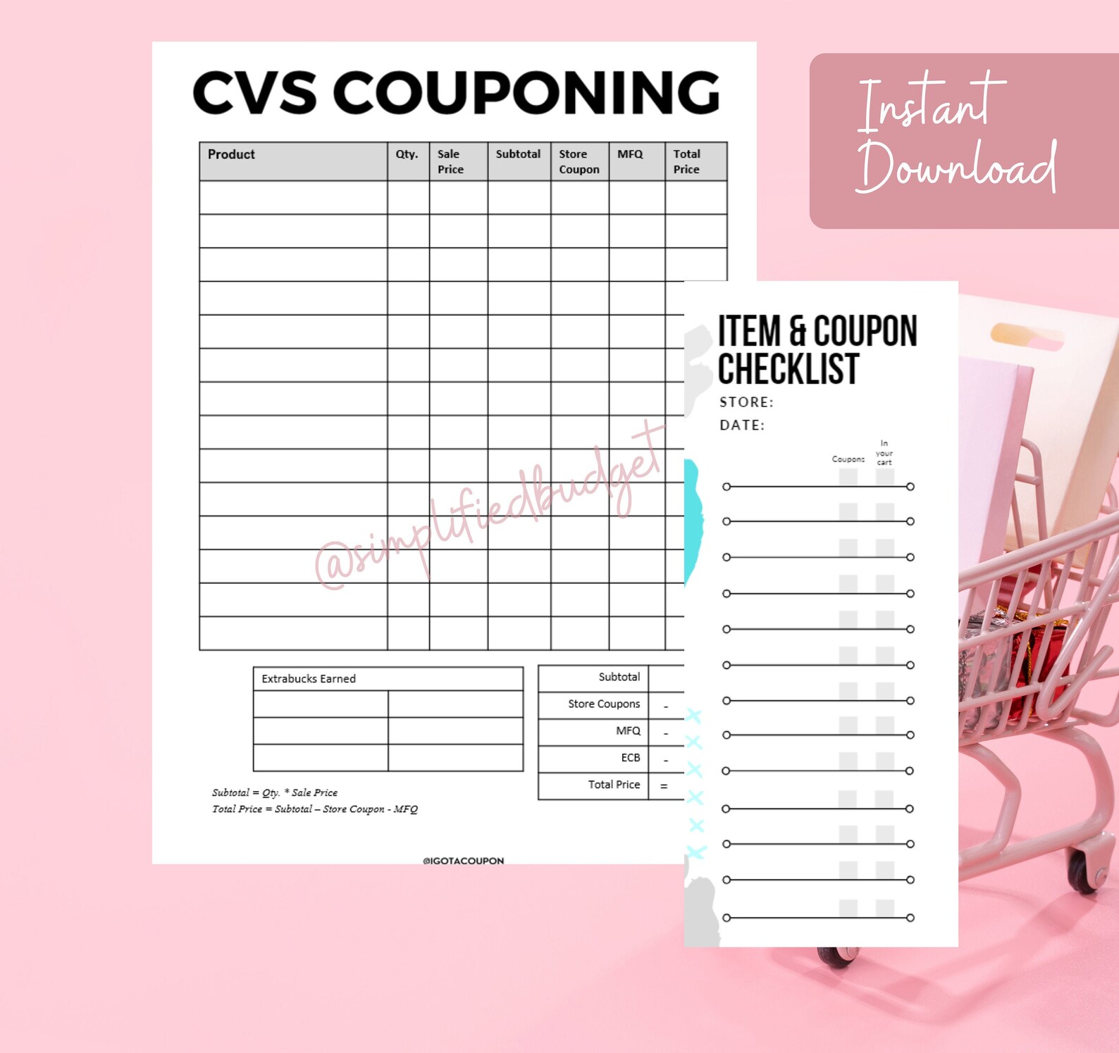CVS Basic Coupon Template Item Coupon Checklist Bundle by Etsy