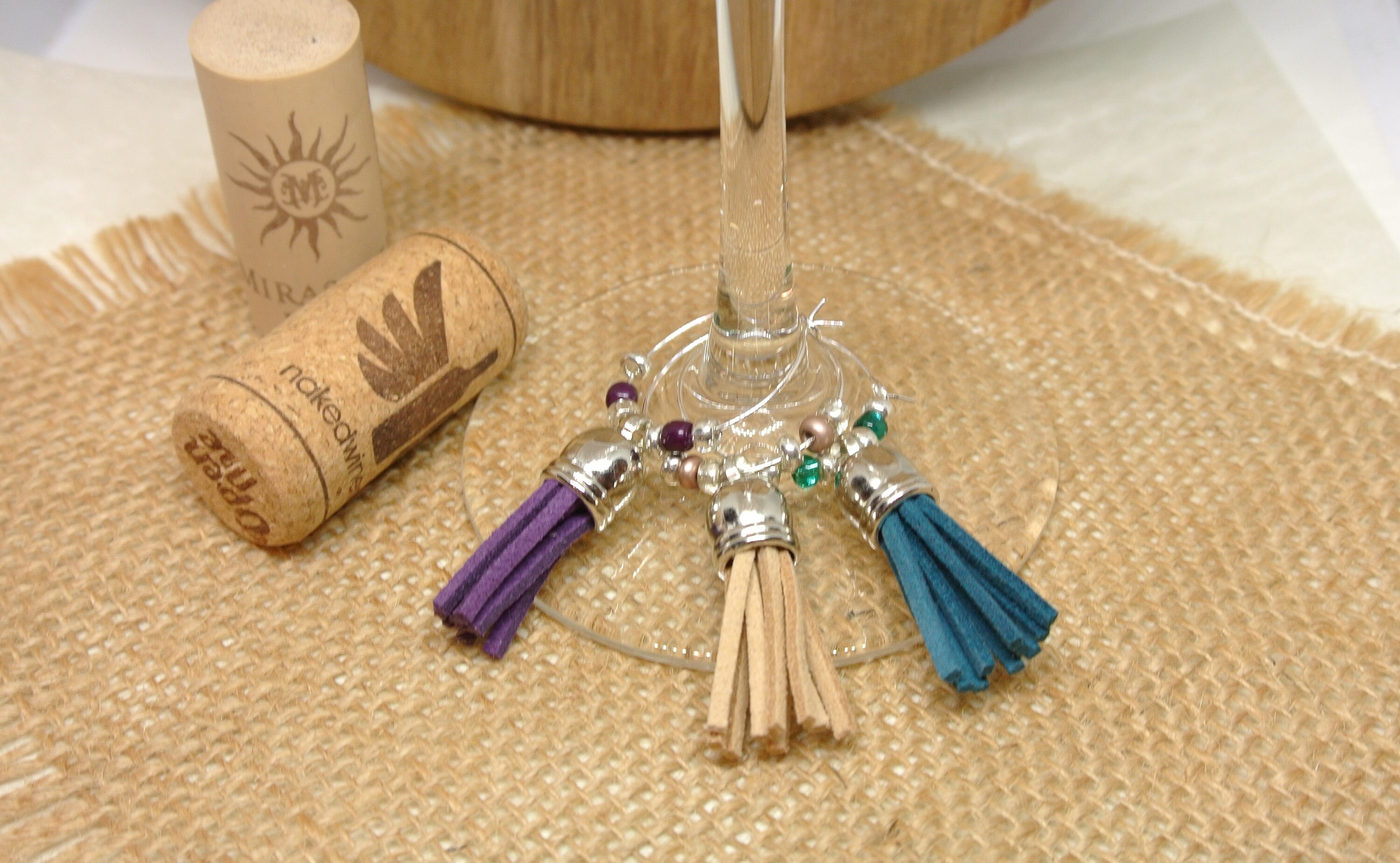 Wine Glass Charms, Colorful Tassel Beaded Wine Glass Charms, Wine Charm