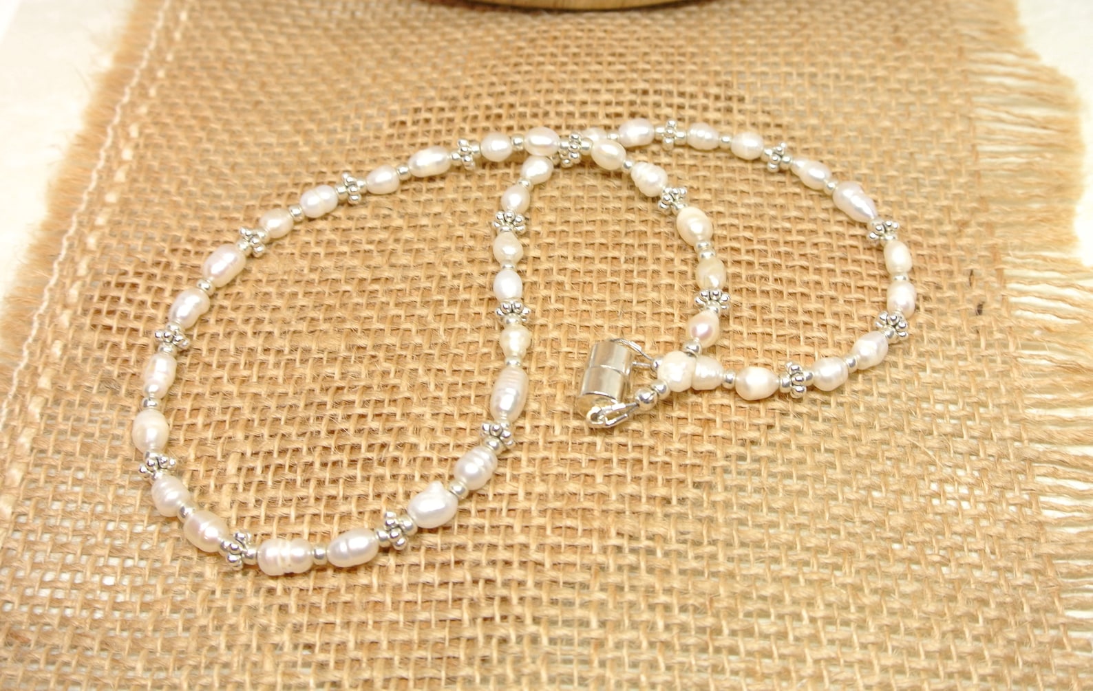 Potato Pearl Necklace, Freshwater Pearl Beaded Choker, Potato Pearl