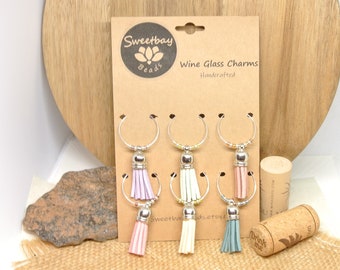 Wine Glass Charms, Colorful tassel beaded wine glass charms, wine charm gifts, simple wine charms, hostess gifts, tassel wine charms