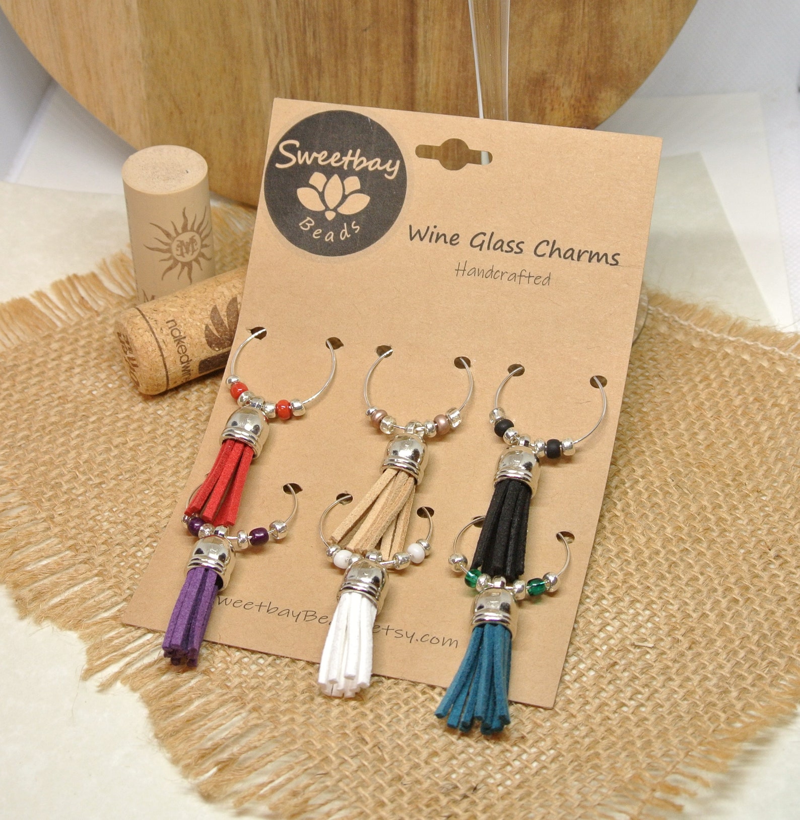 Wine Glass Charms, Colorful Tassel Beaded Wine Glass Charms, Wine Charm