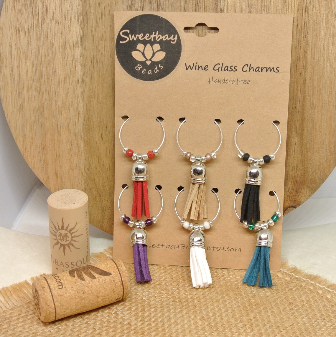 Wine Glass Charms, Colorful Tassel Beaded Wine Glass Charms, Wine Charm