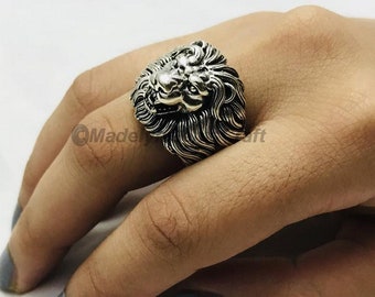 Silver Ring Men 925 Silver Lion Ring Sterling Silver Ring, Handmade, Antique Jewelry, Men’s Ring, Heavy Silver Ring, Lion Ring Signet