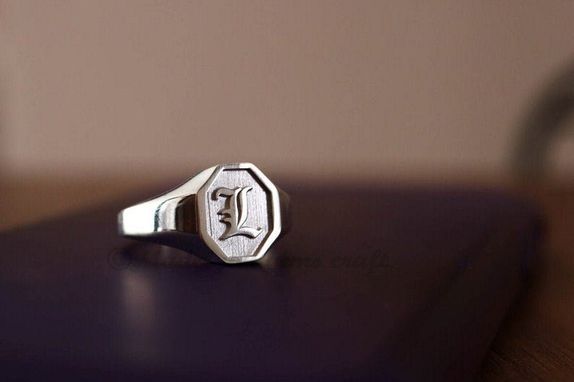 Ring Women Sterling Silver Initial Ring 925 Etsy