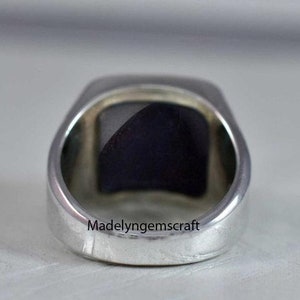 Black Onyx Signet Ring, Mens Signet Ring, 925 Silver Onyx Ring, Mens Vintage Ring, Cushion Signet Ring, Handmade Silver Ring, Mens Gifts image 5