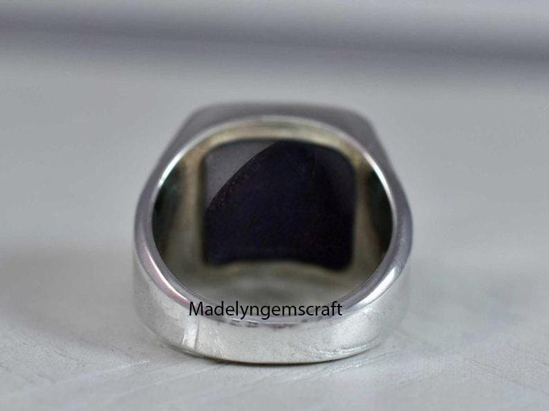 Black Onyx Signet Ring, Mens Signet Ring, 925 Silver Onyx Ring, Mens Vintage Ring, Cushion Signet Ring, Handmade Silver Ring, Mens Gifts image 5