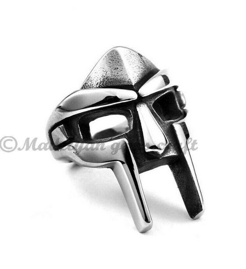 Solid Sterling Silver Ring MF Doom Mask Ring Sterling Silver Dr Doom Gladiator Mens Streetwear Jewelry Sterling Silver Mask Ring Men Ring 