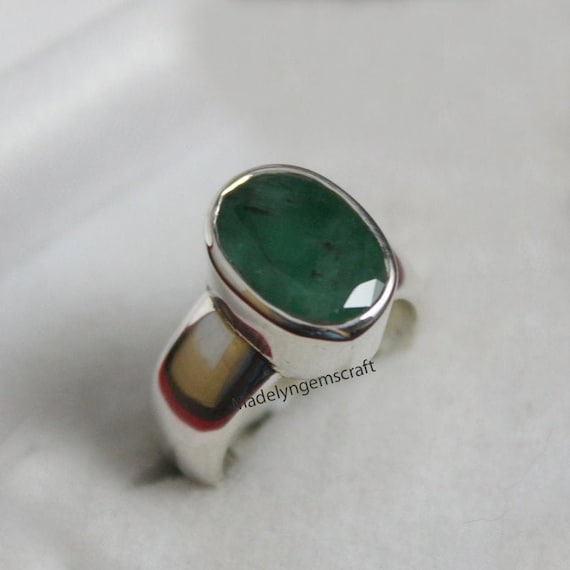 Natural Emerald Ring Mens silver 925 Real green zamurd stone in Dark green  | eBay