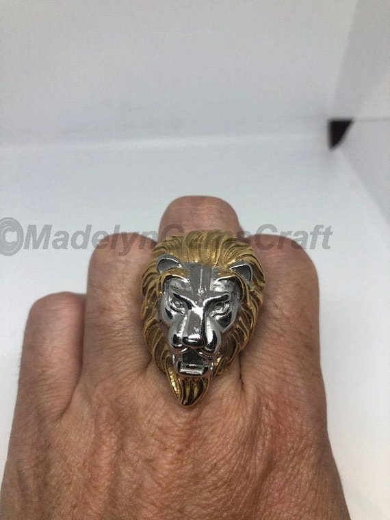 COI Gold Tone Titanium Lion Ring-8459BB