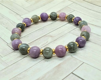 Anxiety & Stress Relief - Lepidolite and Labradorite Bracelet