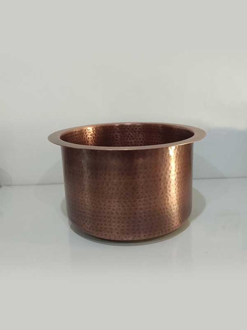 Round Shape Copper Undermount Bar Sink Single Bowl 16gauge Etsy