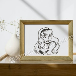 Briar Rose (Princess Aurora from Sleeping Beauty) - ORIGINAL Art Ink Drawing