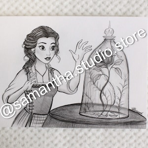 Belle and the Enchanted Rose (Beauty and the Beast) - INSTANT DOWNLOAD - Character Printable Art Digital Download