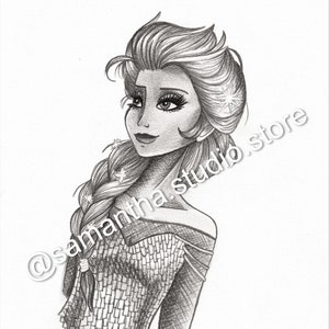 アナと雪の女王 - エルサの鉛筆画 - Etsy 日本