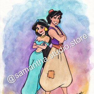 Jasmine and Aladdin - INSTANT DOWNLOAD - Character Printable Art Digital Download