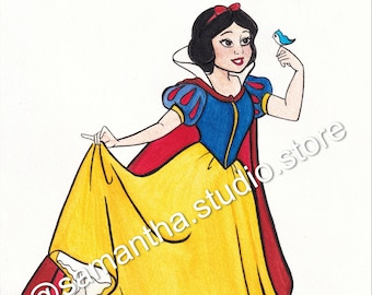 Snow White - ORIGINAL Watercolor Art Painting