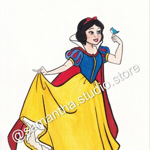 Blancanieves - ORIGINAL Acuarela Arte Pintura