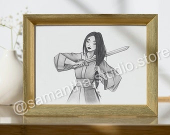Mulan - ORIGINAL Art Pencil Drawing