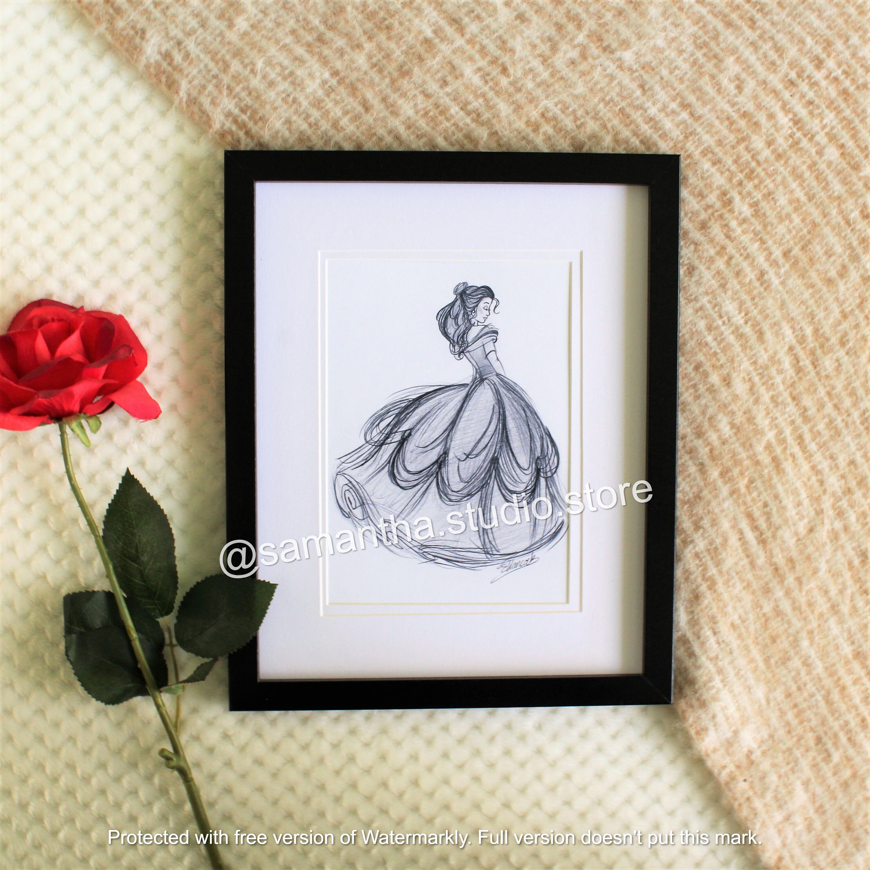Princess Belle Sketch Beauty And The Beast Print Of Etsy Hong Kong
