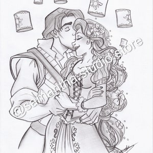 Rapunzel and Flynn (Tangled) - INSTANT DOWNLOAD - Character Printable Art Digital Download
