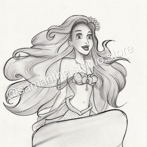 Ariel Singing (The Little Mermaid) - INSTANT DOWNLOAD - Character Printable Art Digital Download