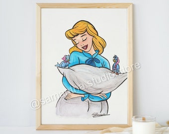 Cinderella - ORIGINAL Art Watercolor Painting