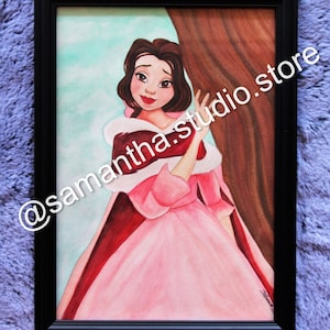 Belle in Winter (La Bella y la Bestia) - ORIGINAL Pintura acuarela hecha a mano