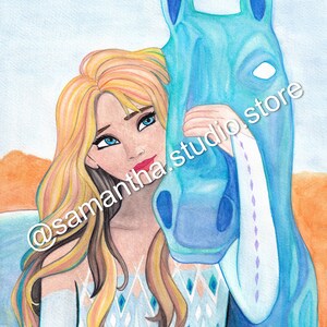 Elsa &Nokk (Frozen Two) - PINTURA ORIGINAL DE AcuaRELA HECHA A MANO