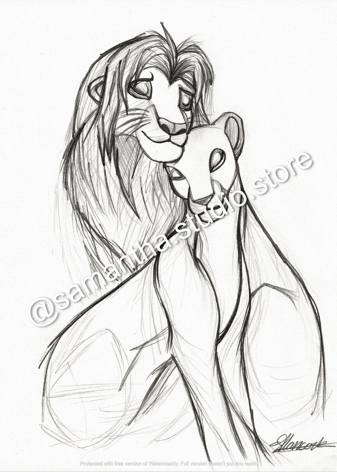 Simba and Nala the Lion King INSTANT DOWNLOAD Characters Printable Art ...