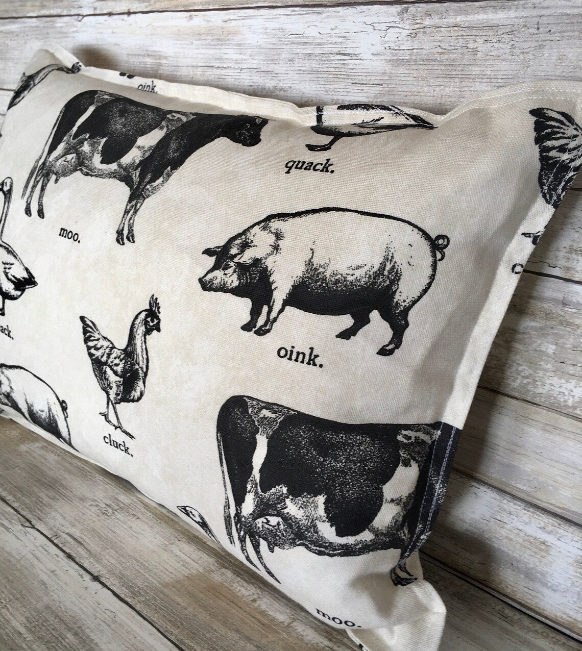 Cute Farm Animals Pillow with Chickens Ducks Cows Pigs Black Etsy